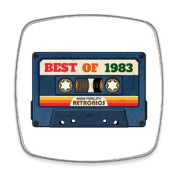 Best of 1983 – Retro Mixtape im Vintage-Look - Viereckiger Kühlschrankmagnet - Weiß - Vorne