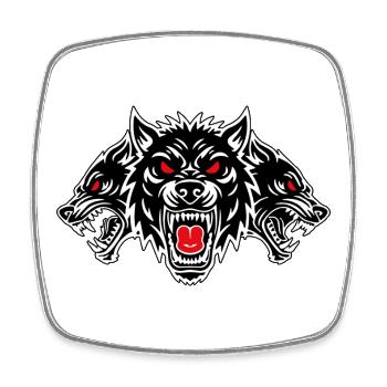 Dog Cerberus Totem Three Heads Red Eyes - Square fridge magnet - white - Front