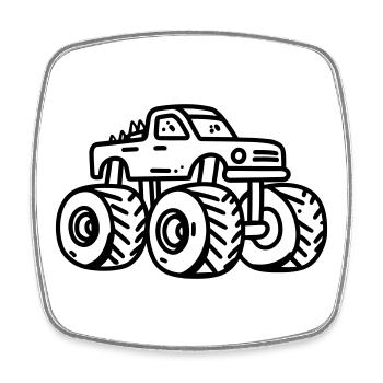 Monstertruck - Viereckiger Kühlschrankmagnet - Weiß - Vorne