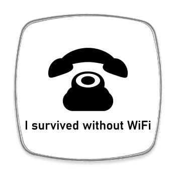 VIEUX TÉLÉPHONE VINTAGE ET SANS WIFI QUE J’AI SURVÉCU - Magnet carré - blanc - Devant