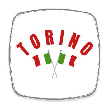 Torino Crest with Italian Flags - Square fridge magnet - white - Front
