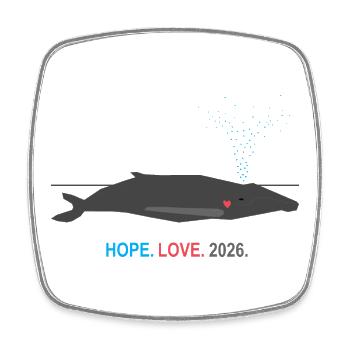 Espoir d’ESPOIR Minimaliste Baleine 2026 | Wal Herz Design - Magnet carré - blanc - Devant