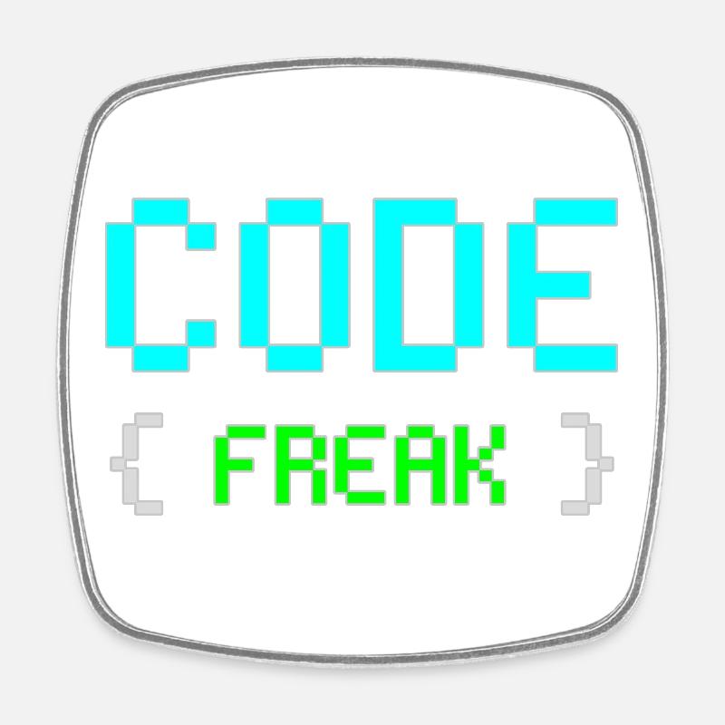 T-shirt néon Pixel Code Freak - Magnet carré - blanc