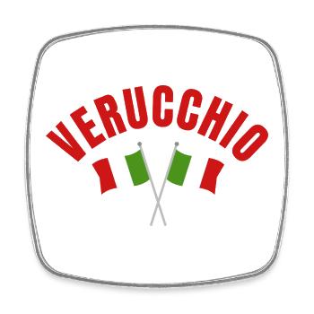 Verucchio Crossed Italian Flags  - Square fridge magnet - white - Front
