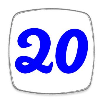 20. 20e ANNIVERSAIRE. ANNIVERSAIRE 20 ANS. 20 ANS. - Magnet carré - blanc - Devant