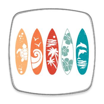Retro Surfboard  - Square fridge magnet - white - Front
