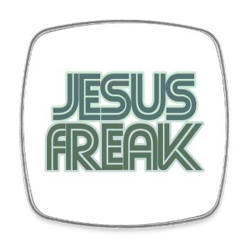 Retro Jesus Freak-Grafik - Viereckiger Kühlschrankmagnet - Weiß - Vorne