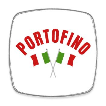 Emblème de Portofino croisant les drapeaux italiens - Magnet carré - blanc - Devant