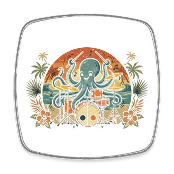 Tropischer Octopus-Drummer - Viereckiger Kühlschrankmagnet - Weiß - Vorne