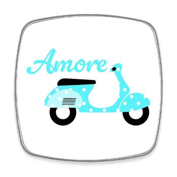 Roller Amore Italien Vintage Retro Dots Punkte Fan - Viereckiger Kühlschrankmagnet - Weiß - Vorne