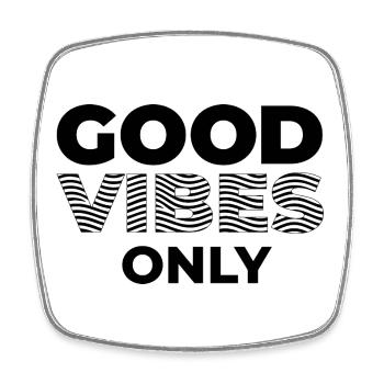 GOOD_VIBES_ONLY_Black - Magnet carré - blanc - Devant