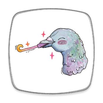 Aquarell Taube Geburtstag mit Sternen und Tröte - Viereckiger Kühlschrankmagnet - Weiß - Vorne