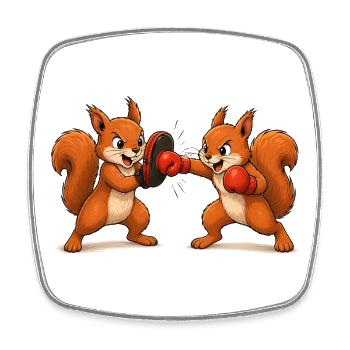 Eichhörnchen Boxtraining Cartoon Motiv  - Viereckiger Kühlschrankmagnet - Weiß - Vorne