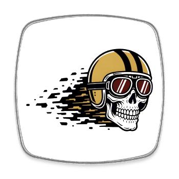 Skull Bicycle MTB Mountain Bike Road Bike Design - Square fridge magnet - white - Front