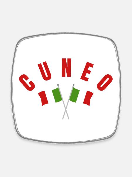 Cuneo Crossed Italian Flags  - Square fridge magnet - white
