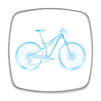 MTB Lineart Blue – Mountain Biker Gift - Square fridge magnet - white - Front