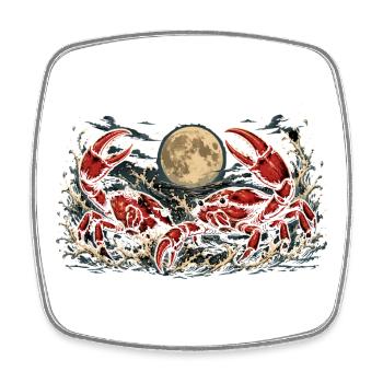 Crabs in the Moonlight Sea Graphic Design - Square fridge magnet - white - Front