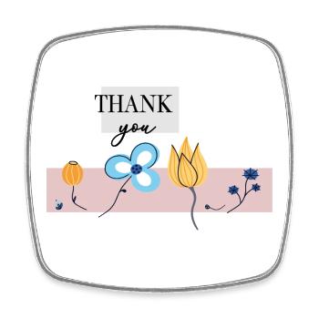 Thank you flower greeting - Square fridge magnet - white - Front