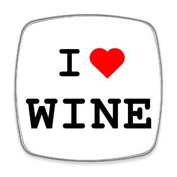 I love Wine - Ich liebe Wein - Viereckiger Kühlschrankmagnet - Weiß - Vorne