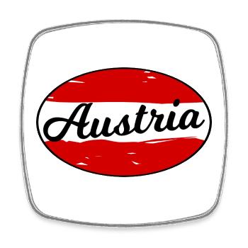 Logo d’écriture autrichienne sur fond rouge - Magnet carré - blanc - Devant