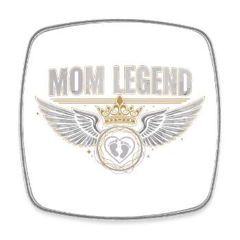 Mom Legend - Ailes Couronne Cœur - maman - Magnet carré - blanc - Devant