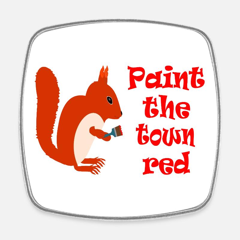 Squirrel Painter: Paint the Town Red - Square fridge magnet - white