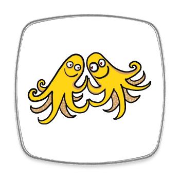 Dancing Octopuses - Square fridge magnet - white - Front