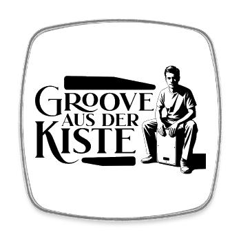 Cajon Groove Aus Der Kiste - Percussion - Viereckiger Kühlschrankmagnet - Weiß - Vorne