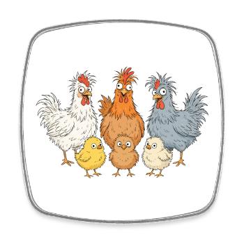 Crazy Chicken Family - Square fridge magnet - white - Front