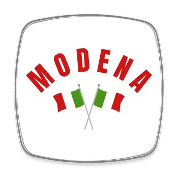 Modena mit gekreuzten italienischen Flaggen - Viereckiger Kühlschrankmagnet - Weiß - Vorne