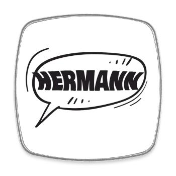 Vorname Hermann - Viereckiger Kühlschrankmagnet - Weiß - Vorne
