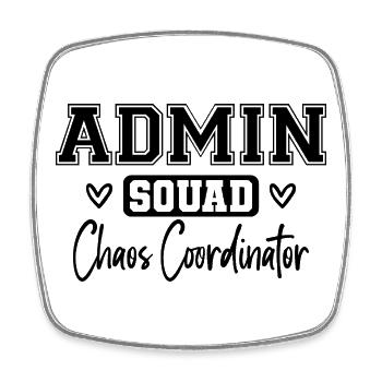 Admin Squad: Farbig Retro Büroteam Geschenk - Viereckiger Kühlschrankmagnet - Weiß - Vorne