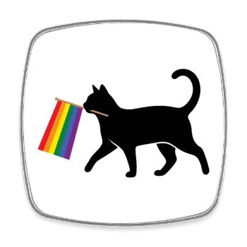 Pride Month LGBT -  Ally Cat - Square fridge magnet - white - Front