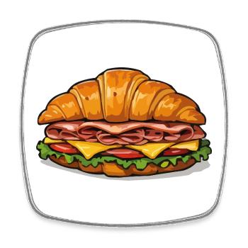 Kroissant Sandwich Motif - Square fridge magnet - white - Front