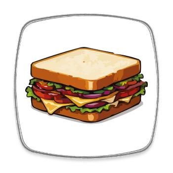 Cheese Sandwich Pop Art - Square fridge magnet - white - Front