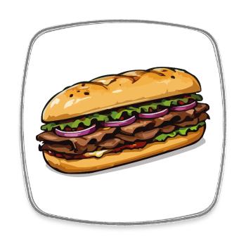 Sandwich illustration - Square fridge magnet - white - Front