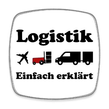 Logistik Silhouette mit rotem Block - Viereckiger Kühlschrankmagnet - Weiß - Vorne