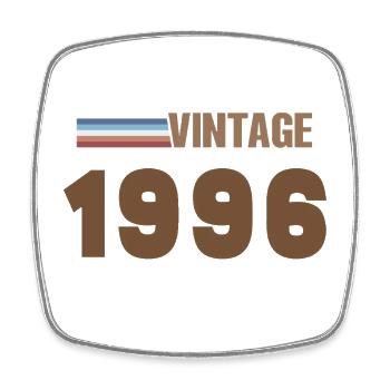 30 Jahre altes Handgeschriebenes Skript-T-Shirt von 1996 - Viereckiger Kühlschrankmagnet - Weiß - Vorne