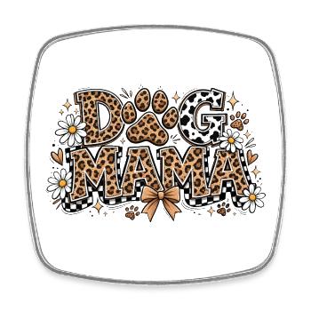 Dog Mom: Dog Mama Leopard Flowers Gift - Square fridge magnet - white - Front
