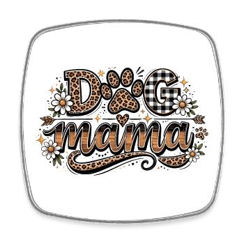 Dog Mom: Dog Mama Leopard Flowers Gift - Square fridge magnet - white - Front