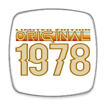 Originales Vintage-Logo 1978 - Viereckiger Kühlschrankmagnet - Weiß - Vorne