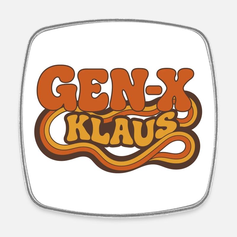 Gen-X Klaus: Psychedelic Retro - Viereckiger Kühlschrankmagnet - Weiß