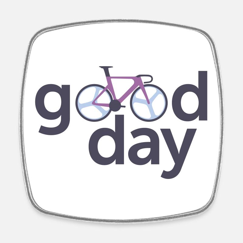 Logo typographique de la bicyclette Good Day - Magnet carré - blanc