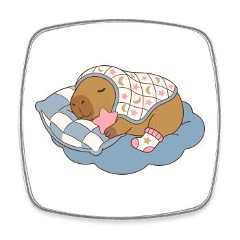 Capybara de rêve sur une couverture nuage - Art de vêtements pour bébé - Magnet carré - blanc - Devant
