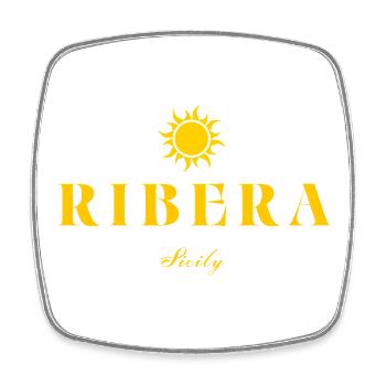 Sonnenemblem Ribera Sizilien - Viereckiger Kühlschrankmagnet - Weiß - Vorne