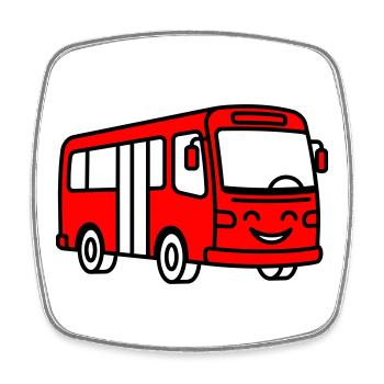 Bus-Cartoon - Viereckiger Kühlschrankmagnet - Weiß - Vorne