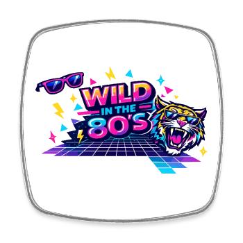 Wild in den 80er Neon-Tiger - Viereckiger Kühlschrankmagnet - Weiß - Vorne