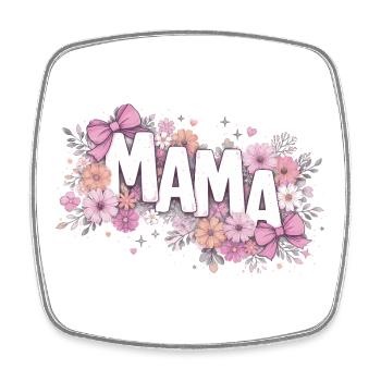 MAMA Fleurs Pastels et Nœuds Roses | Style Chic - Magnet carré - blanc - Devant