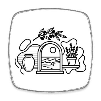 Mediterranean Breeze Olive Branch and Aegean View - Square fridge magnet - white - Front