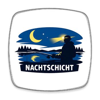 Nachtfischer Silhouette bei Mondschein - Viereckiger Kühlschrankmagnet - Weiß - Vorne